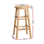 Artiss 2x Bar Stools Round Chairs Wooden Nature