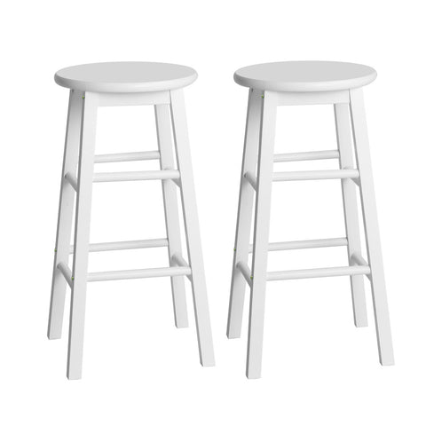 Artiss 2x Bar Stools Round Chairs Wooden White