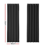 Artiss 2X Blockout Curtains Eyelet 180x213cm Black