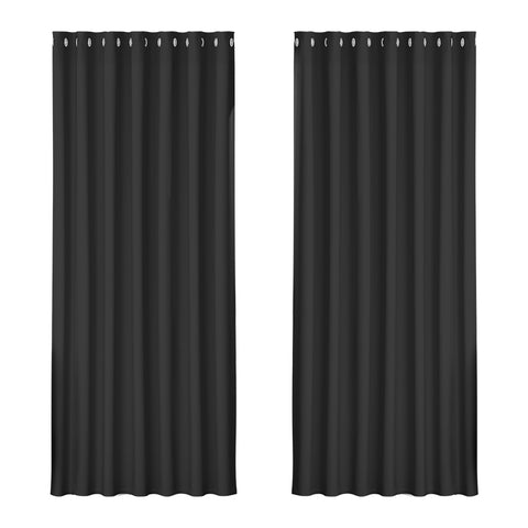 Artiss 2X Blockout Curtains Eyelet 240x230cm Black