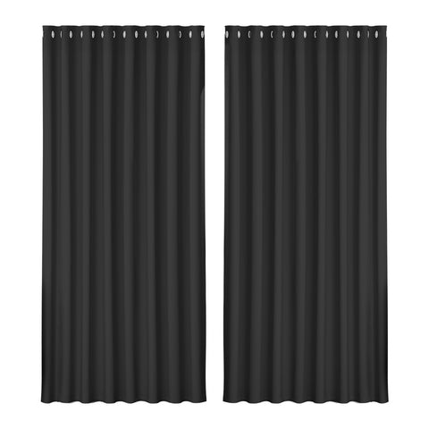 Artiss 2X Blockout Curtains Eyelet 300x230cm Black