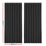Artiss 2X Blockout Curtains Eyelet 300x230cm Black