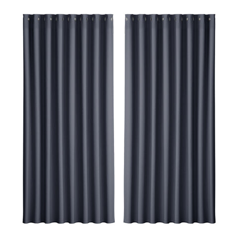 Artiss 2X Blockout Curtains Eyelet 300x230cm Charcoal
