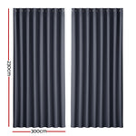 Artiss 2X Blockout Curtains Eyelet 300x230cm Charcoal