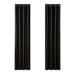Artiss 2X Blockout Curtains Eyelet 140x230cm Black Shine