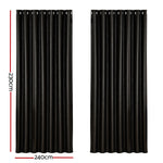 Artiss 2X Blockout Curtains Eyelet 240x230cm Black Shine