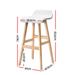 Artiss 2x Bar Stools Wooden Stool White