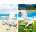 Gardeon Adirondack Outdoor Chairs Wooden Foldable Beach Chair Patio Furniture White