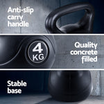 Everfit 4kg Kettlebell Set Weight Lifting Bench Dumbbells Kettle Bell Gym Home