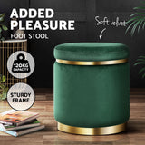 Artiss Ottoman Foot Stool Round Velvet Green