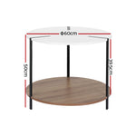 Artiss Coffee Table Side Table Round White Cedric