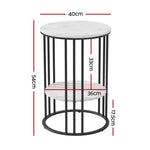 Artiss Coffee Table 2-Tier Round Marble Effect