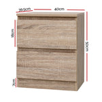 Artiss Bedside Table 2 Drawers - PEPE Oak