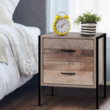 Artiss Bedside Table 2 Drawers - BARNLY