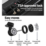 Wanderlite 24 Inch Luggage with TSA Lock Spinner Travel Suitcase Carry On Hard Shell Luggage Case Black