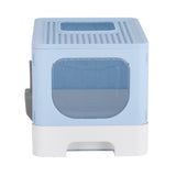 i.Pet Cat Litter Box Large Tray Kitty Toilet Enclosed Hooded Foldable Cat Litter Box Scoop Blue