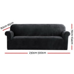 Artiss Sofa Cover Couch Covers 4 Seater Velvet Black