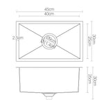 Cefito Kitchen Sink 45X30CM Stainless Steel Basin Single Bowl Black