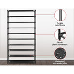 Artiss Shoe Rack Cabinet Stackable 50 Pairs 10-Tier Black