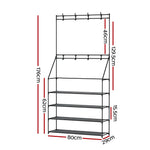 Artiss Shoe Rack Hall Tree 16 Pairs Black