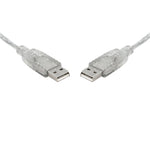 8WARE USB 2.0 Cable 2m A to A Male to Male Transparent