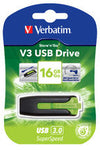 VERBATIM 16GB V3 USB3.0 Green Store\'n\'Go V3; Rectractable