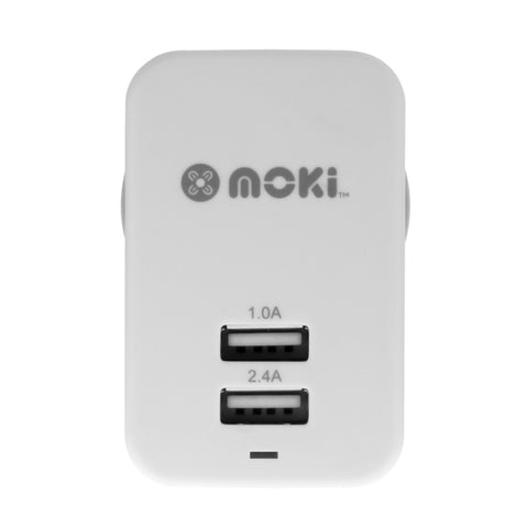 MOKI Dual USB Wall Charger - White