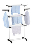 CARLA HOME Folding 3 Tier Clothes Laundry Drying Rack with Stainless Steel Tubes for Indoor & Outdoor Home