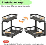 2-Tier Kitchen Under Sink Organiser Storage with Height Adjustable, Unique Slide Rail & Suction Cups for Storage