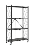 CARLA HOME 4-Tier Foldable Storage Shelf with Wheels for Kitchen, Garage, Pantry or Basement (Black)