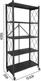 CARLA HOME 5-Tier Foldable Storage Shelf with Wheels for Kitchen, Garage, Pantry or Basement (Black)
