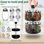 CARLA HOME Rotating Spice Rack Organizer with 16 Glass Jars for Kitchen Seasoning and Herb Storage