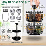 CARLA HOME Rotating Spice Rack Organizer with 16 Glass Jars for Kitchen Seasoning and Herb Storage