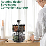CARLA HOME Rotating Spice Rack Organizer with 16 Glass Jars for Kitchen Seasoning and Herb Storage