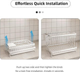 CARLA HOME 2-Tier Dish Drying Rack with Drainage Tray, Utensil Holder, Cup Hooks & Cutting Board Rack for Kitchen (White)