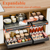 CARLA HOME 2 Pack Pull Out Cabinet Organizer Expandable for Cabinets with Adjustable Slide Out Shelves and Easy Installation (Grey)