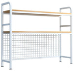 CARLA HOME  2-Tier Metal Desktop Hutch Bookshelf with Grid Panel for Computer Desk and Office Countertop