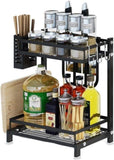 CARLA HOME 2-Tier Kitchen Spice Rack Organizer Storage Shelf for Condiments, Oil Bottles, Utensils, Cutting Board & More