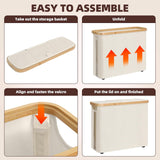 CARLA HOME 2 Pack Toilet Paper Storage Basket Holds Up to 12 Rolls with Bamboo Lid and Handle for RV Closet (White)