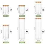 CARLA HOME 12 Pack Glass Storage Jars with Bamboo Lids for Kitchen Pantry, Pasta, Snacks, Cookies, Candy & More