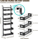 CARLA HOME 6 Tier Over the Door Organizer with Adjustable Metal Pantry Storage Rack and Hanging Baskets for Kitchen and Bathroom
