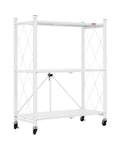 CARLA HOME 3-Tier Foldable Storage Shelf with Wheels for Kitchen, Garage, Pantry or Basement (White)