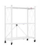 CARLA HOME 3-Tier Foldable Storage Shelf with Wheels for Kitchen, Garage, Pantry or Basement (White)