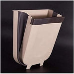 Hanging Trash Can Collapsible Small Garbage Waste Bin for Kitchen Cabinet Door (Beige)