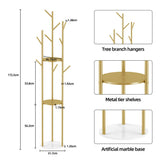 Marble & Metal Coat Rack Stand Heavy Duty