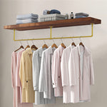 Vintage Iron Clothes Rail Gold Wall Mounted Garment Rack