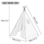 Kids Teepee Tent Linen Wood Black White Stripe Playhouse Indoor Garden