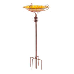 Solar Bird Bath Feeder Fountain Deck Post Mount