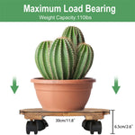 Wooden Plant Caddy Stand 2-Pack 360� Rotating Casters