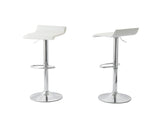 2 Leather Barstools (White) w/ Adjustable Height, 63-85cm